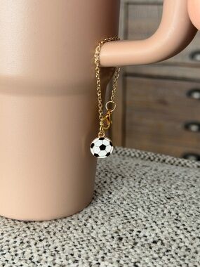 Gold Soccer Ball Charm for water cups